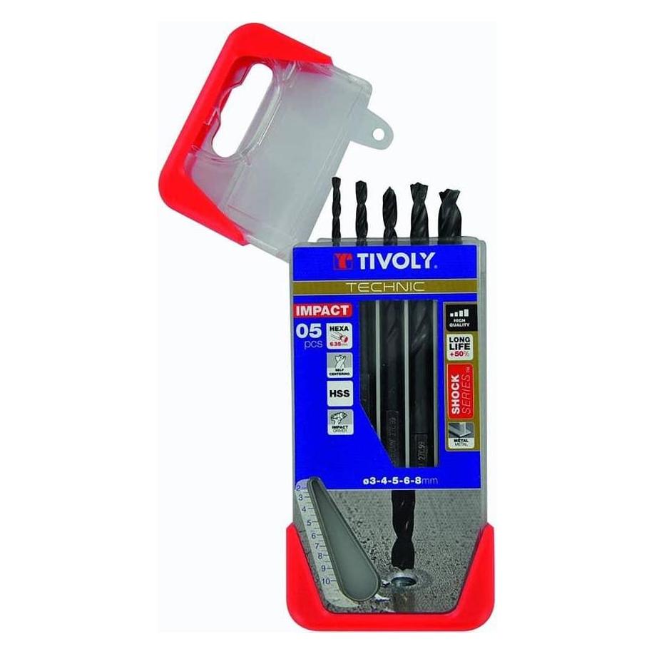 Tivoly Metal drill set HSS with 1/4 "HEX shank Clipster 5pcs. Ø3-8mm (21039576)