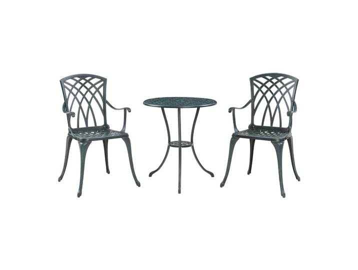 casa.pro Bistro-Set 3 Tlg. Vena, Dunkelgrau, Grün, Metall, Gartenmöbel, Balkonmöbel