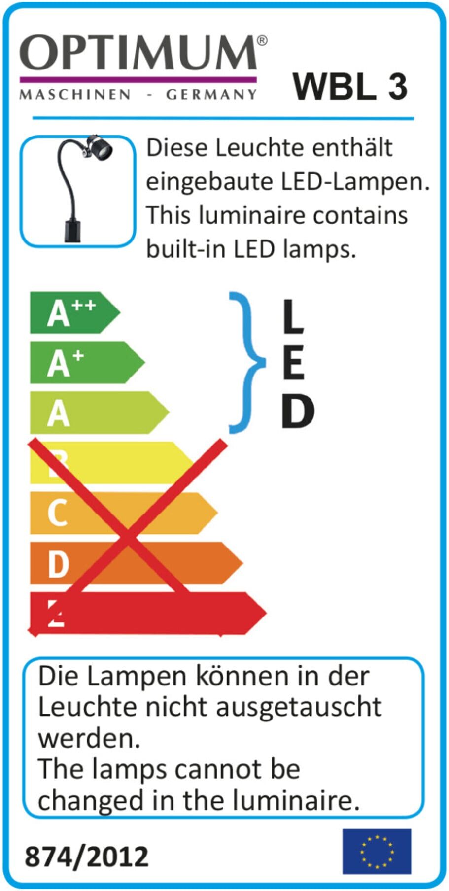 Optimum LED-Werkbankleuchte WBL 3 520 mm Armlänge 480 Lm Lichtstärke (3351062)