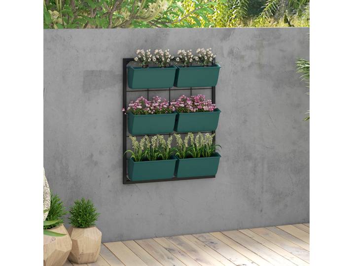 Outsunny Potager Vertical 3 Niveaux Acier Plastique Vert