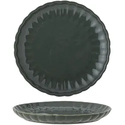Bloomingville Latina Dessert-Teller, Steingut, Ø 20xH2 cm, dunkelgrün