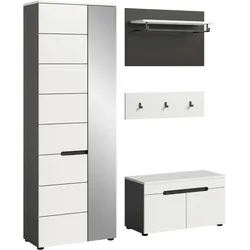 Garderobe CANU 3-teilig Grau, Weiß