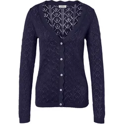 Strickjacke mit Ajour-Muster - Damen - Gr. M - dunkelblau