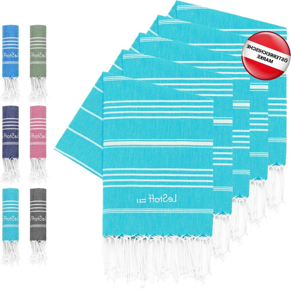 Gastendoekjes Set van 100% Biologisch Katoen - Aqua - 100 x 50 cm