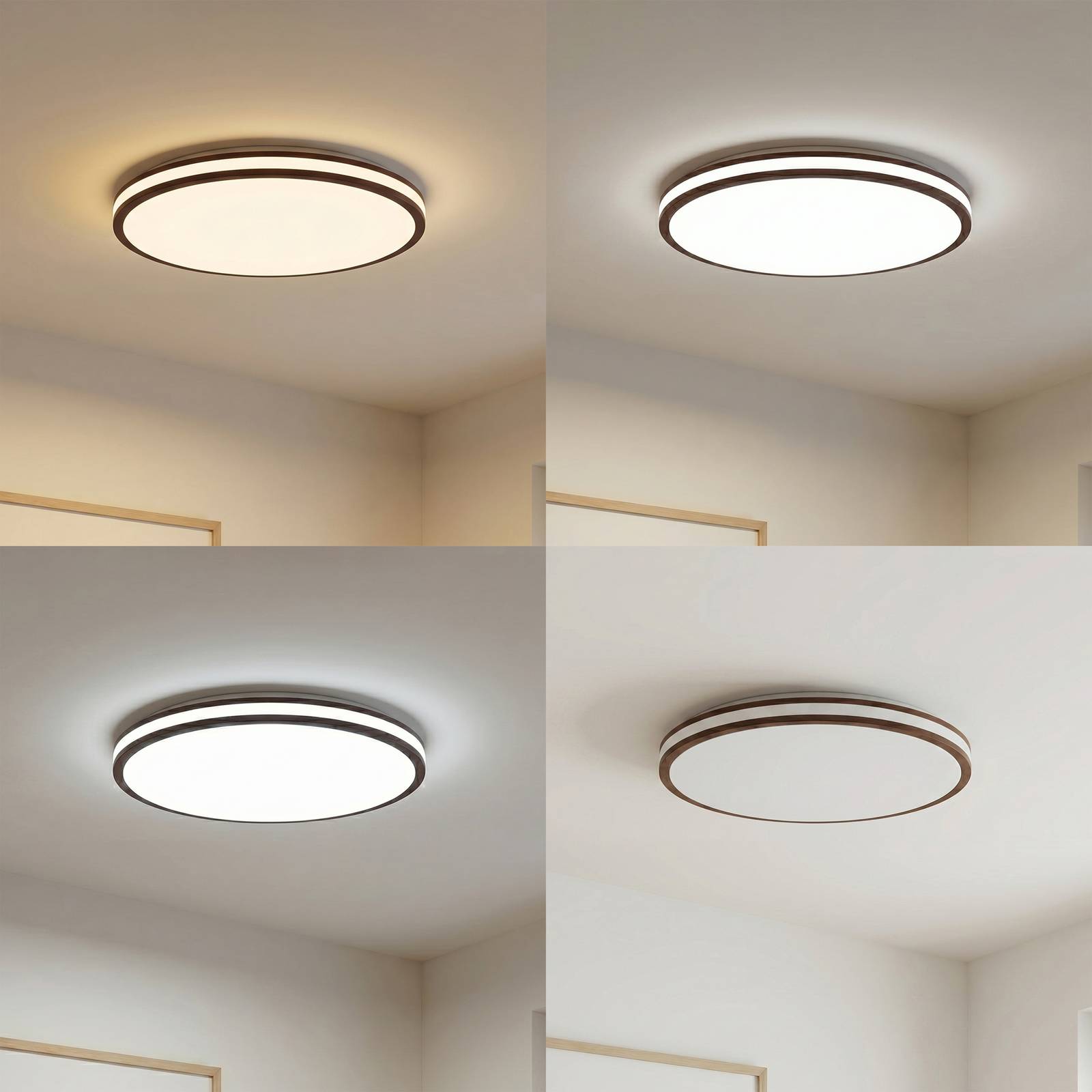 Deckenlampe Emiva Lindby, dimmbar, Holz dunkel, für Wohn- / Esszimmer, Holz, Modern, Deckenlampe