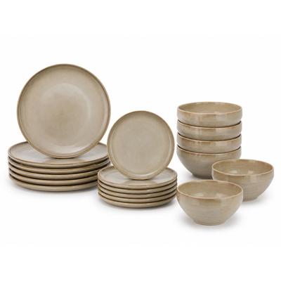 Teller-Set COSY & TRENDY "Conico, Geschirr-Set, 18-tlg.", sand, 18, Steinzeug, Geschirr-Sets, Steinzeug, für 6 Personen, rund, spülmaschinengeeignet
