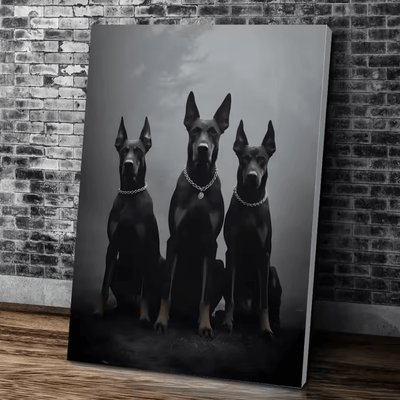 Inspire Curations Black Doberman & Woman Canvas Wall Art Modern Doberman Dog Painting Poster black2 30x40cmframeless