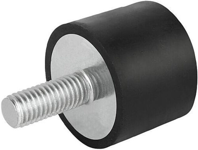 KIPP Tampon en caoutchouc Type DS Pied ventouse Filetage extérieur M10x28 Acier Élastomère (K0572.05002857)
