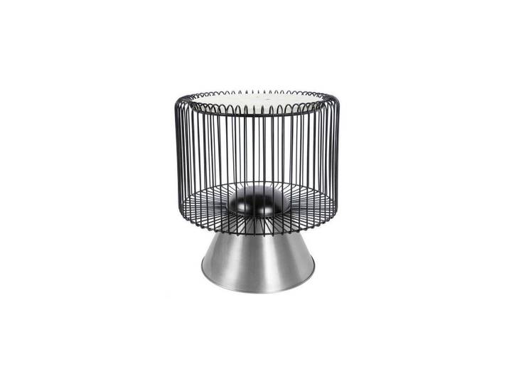 Beistelltisch, Schwarz & Silber & Weiß, 51x56.5x51 cm, Metall & Stein, Modern, Kayoom