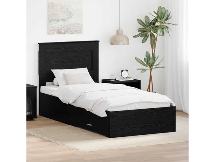 RJPLMFV Bettgestell mit Schublade und Kopfteil, Holz aus Technik Feste Latten inklusive, geräumige Aufbewahrung, modernes Design, einfache Montage