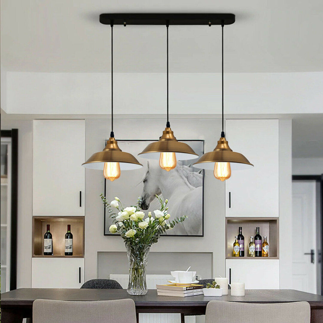 Breakwater Bay Olivia 3 - Light Silver Kitchen Island Pendant Yellow Brass