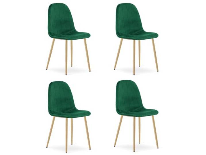 Esszimmerstühle LIVORA, Gepolsterter Stühle Esszimmer, Küchenstühle Esstisch Stühle Mit Velours Polster, Polsterstuhl Leicht zu Reinigen, Stuhl Esszimmer, Grün / Beine Holz - 4er