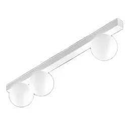 Moderne 3-flammige Deckenleuchte aus mattweißem Metall mit kugelförmigen Diffusoren aus weiß geätztem Glas – Elegantes Design, 60 cm – Perenz