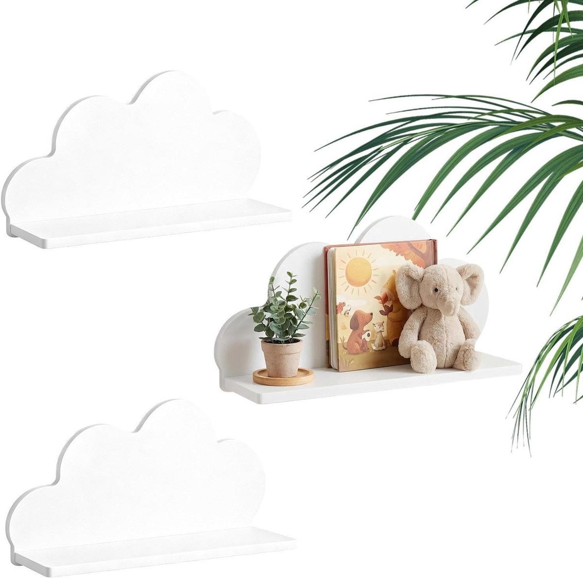Set van 3 Wolken Vorm Planken - Decoratieve Zwevende Opberg Organizer - Wit