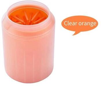 Inspired Living CleanPaws Portable Dog Paw Cleaner Cup With Soft Silicone Brush For Dogs & Cats orange s 5.5x7.2x9.3cm