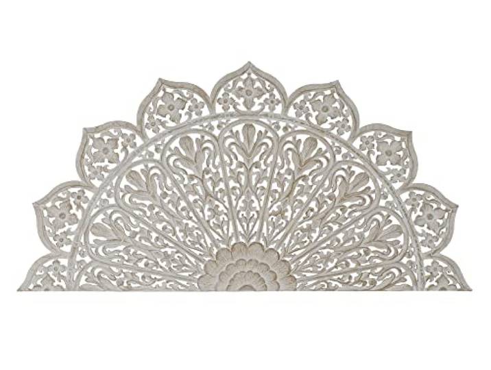 DRW Kopfteil für Bett, 182 cm, Mandala-Holz, mit weißem Griff, 182 x 2 x 90 cm
