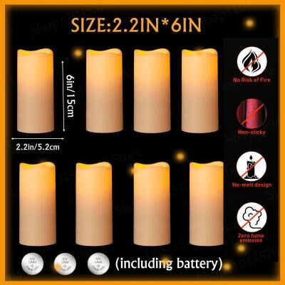 Uplift Treasures LED Flameless Flickering Pillar Candle Set For Home And Event Decor 6inch 15cm 12pcs