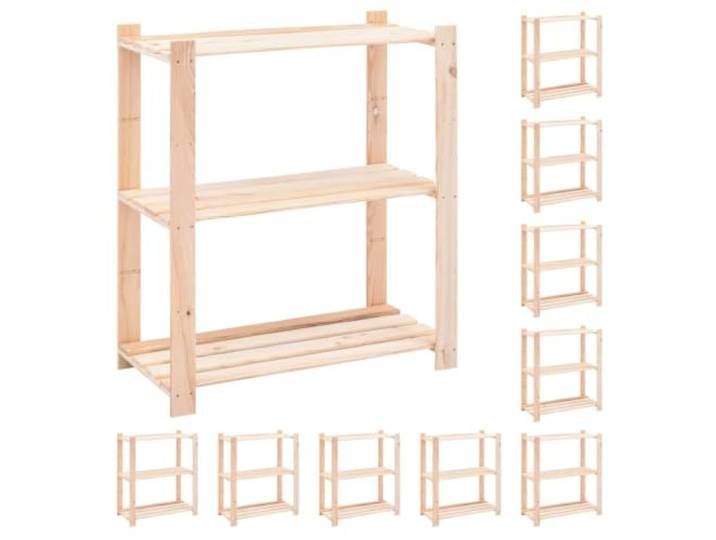 Kaorsrow 10er Pack Holzregal 3 Böden Kiefer Massivholz 80x38x90 cm 10 Stück Standregale aus naturbelassenem Kiefernholz für Schlafzimmer, Werkstatt und Abstellraum mit hoher Tragkraft