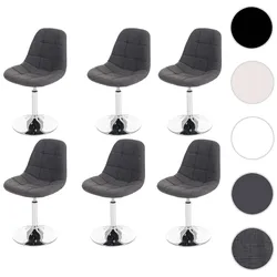 6er-Set Esszimmerstuhl HWC-A60, Stuhl Drehstuhl, Chrom ~ Textil hellgrau