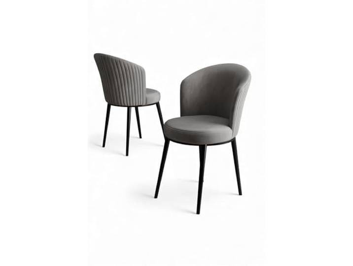 Modern Chair Set (2 Pieces), Grey & Black, 45 x 87 x 41 cm 100% Metal Frame, Plywood Back, Babyface Fabric Stylish & Comfortable for Home & Hotel