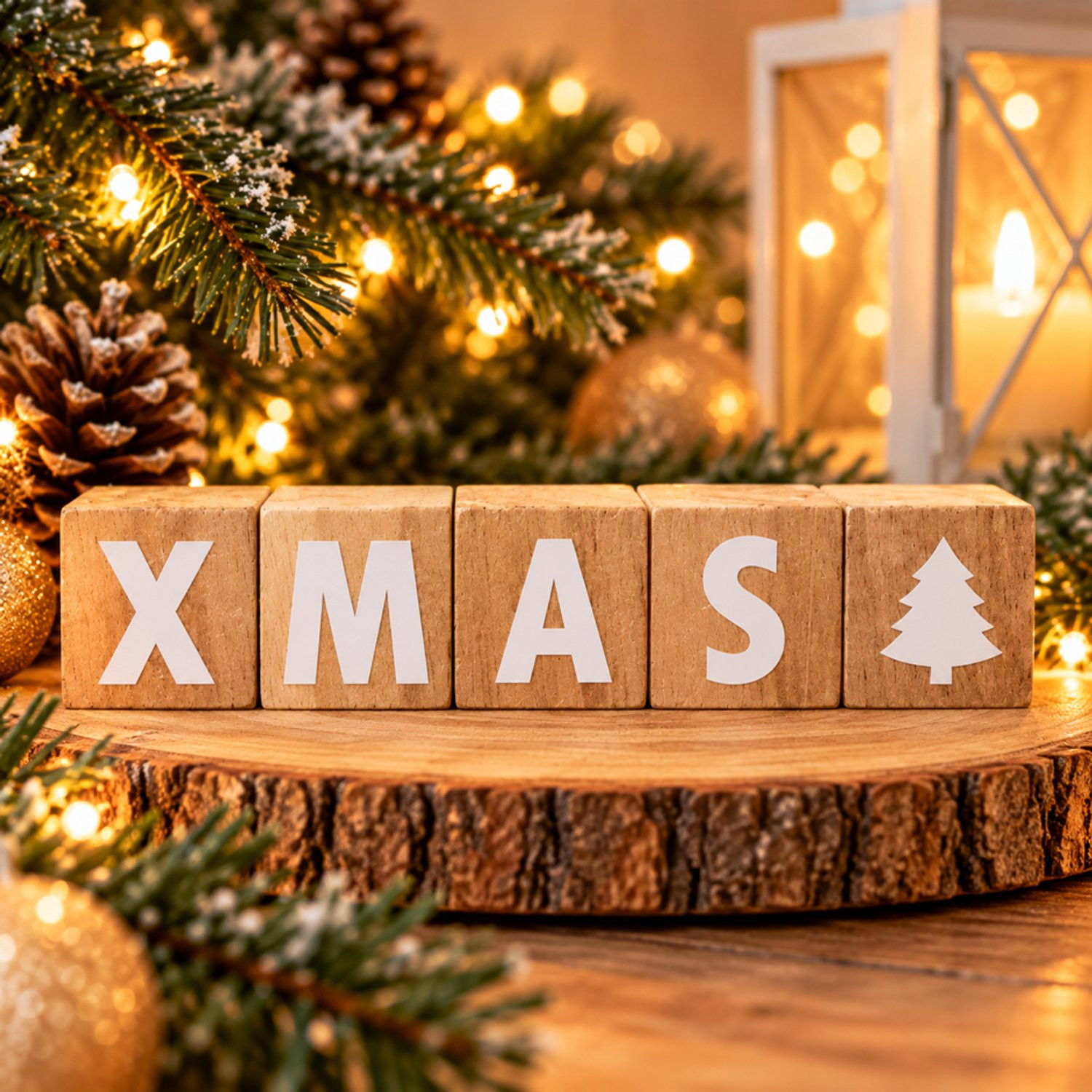 Troubadot Houten Kerstblokken XMAS voor op tafel