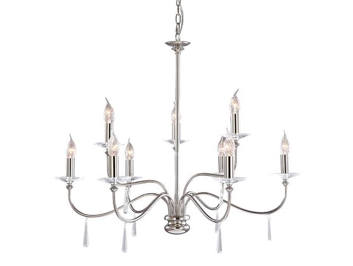 Elstead Lighting Kronleuchter Pol-Nickel, Nickelfarben, Glas, Metall, 83 cm, RoHS, höhenverstellbar, Lampen & Leuchten, Innenbeleuchtung, Hängeleuchten, Kronleuchter
