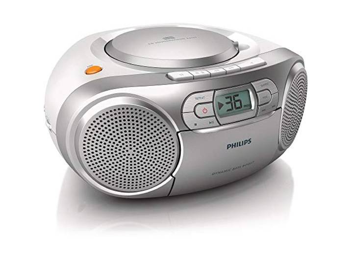 Philips Audio AZ127/12 CD, Draagbare CD-Speler (Radio FM, CD, Cassettedeck, Dynamische Basversterking, Audio-Ingang), Grijs