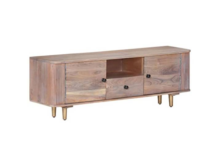 LMTYOENFG TV-Schrank Massivholz Akazie 118x30x40 cm Lowboard Stilvolles TV-Möbel im Industriestil mit Schubladen und Fach für Receiver und Dekoration im Wohnzimmer oder Schlafzimmer.