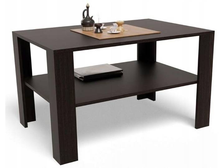 Table Basse $ Wengé - Table de salon avec étagère - 100x68x60 cm