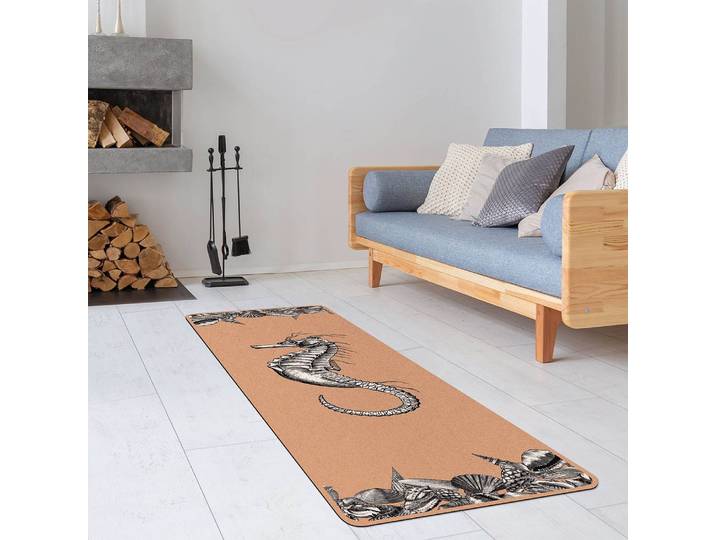 Läufer/Yogamatte Seepferdchen 183 x 61cm Schwarz/Weiß/Schwarz/Weiß