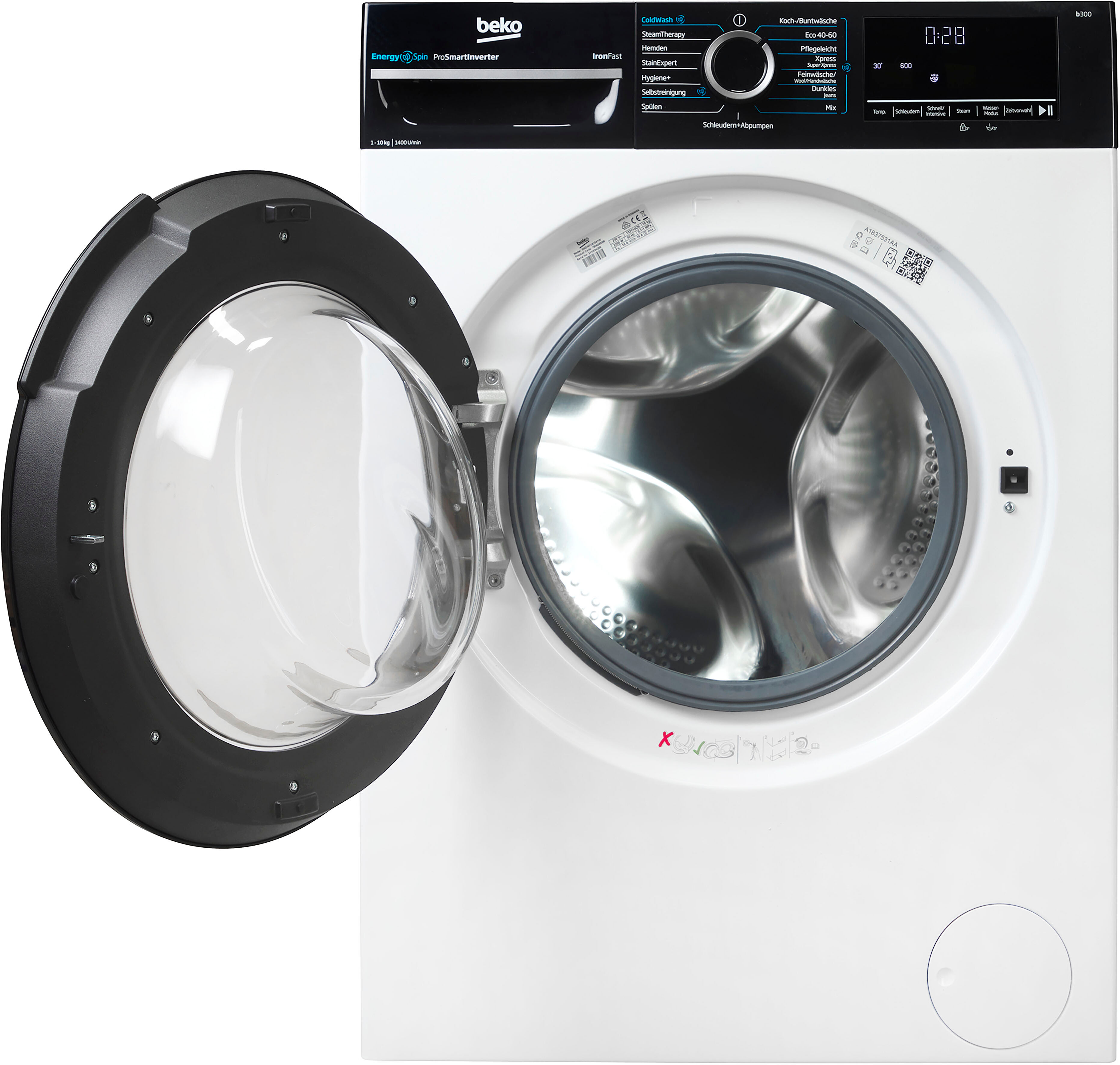 Beko Waschmaschine "BM3WFU41041W", Energieeffizienz: A, weiß, B:60cm H:84,5cm T:58cm, Waschmaschinen, EnergySpin – optimierte Waschbewegungen für gründliche Reinigung., Waschmaschine