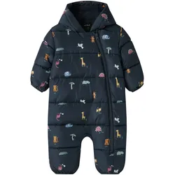 NAME IT Steppoverall mit Kapuze Tiere, blau | mehrfarbig, 62