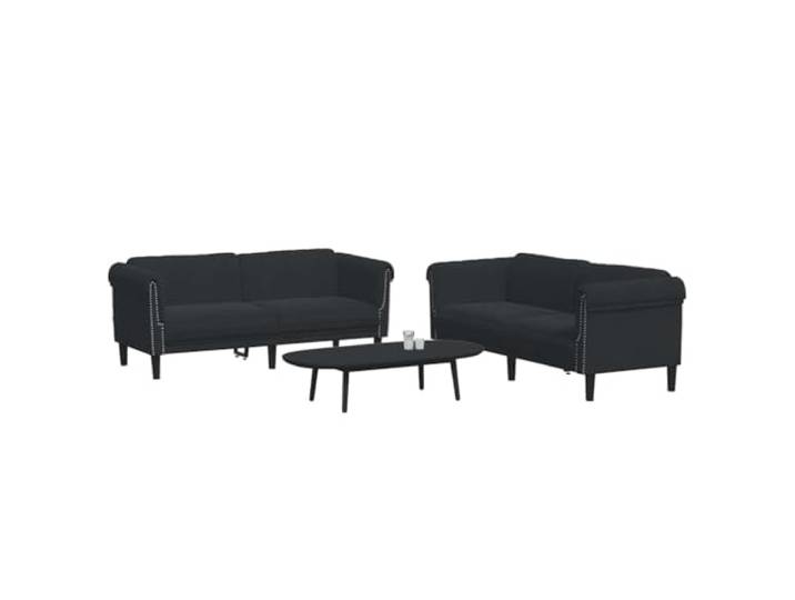 KTHLBRH 2-teiliges Sofaset aus schwarzem Samt Sessel für 2 und 3-Sitzer, Schaumstoff, Massivholz, Belastung 110 kg