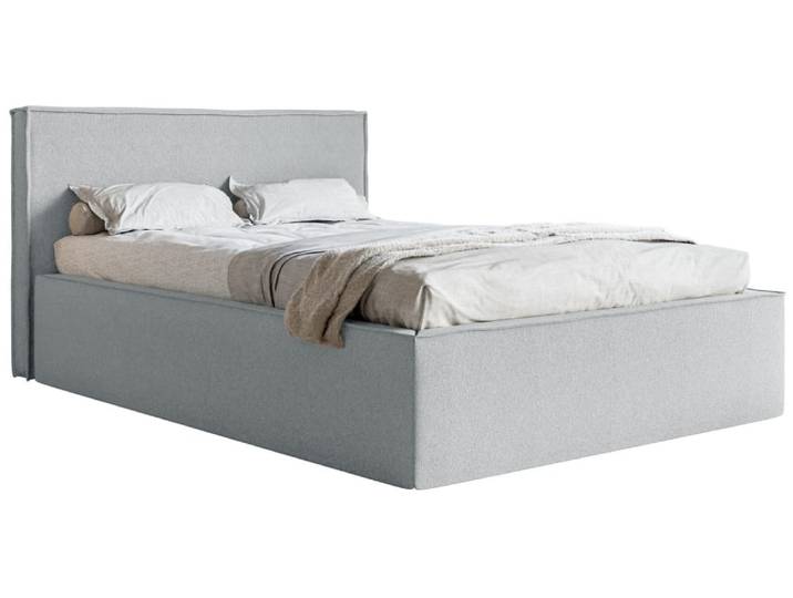 Lit capitonné double 140x200 en tissu chenille gris