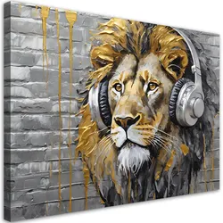 WANDBILD lion musik pop art