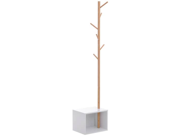 HOMCOM Perchero de Pie Zapatero Colgador Tipo Árbol 6 Ganchos con Asiento de
