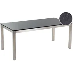 GARTENTISCH Edelstahl/Naturstein schwarz poliert 180/90 cm einteilige Tischplatte Grosseto