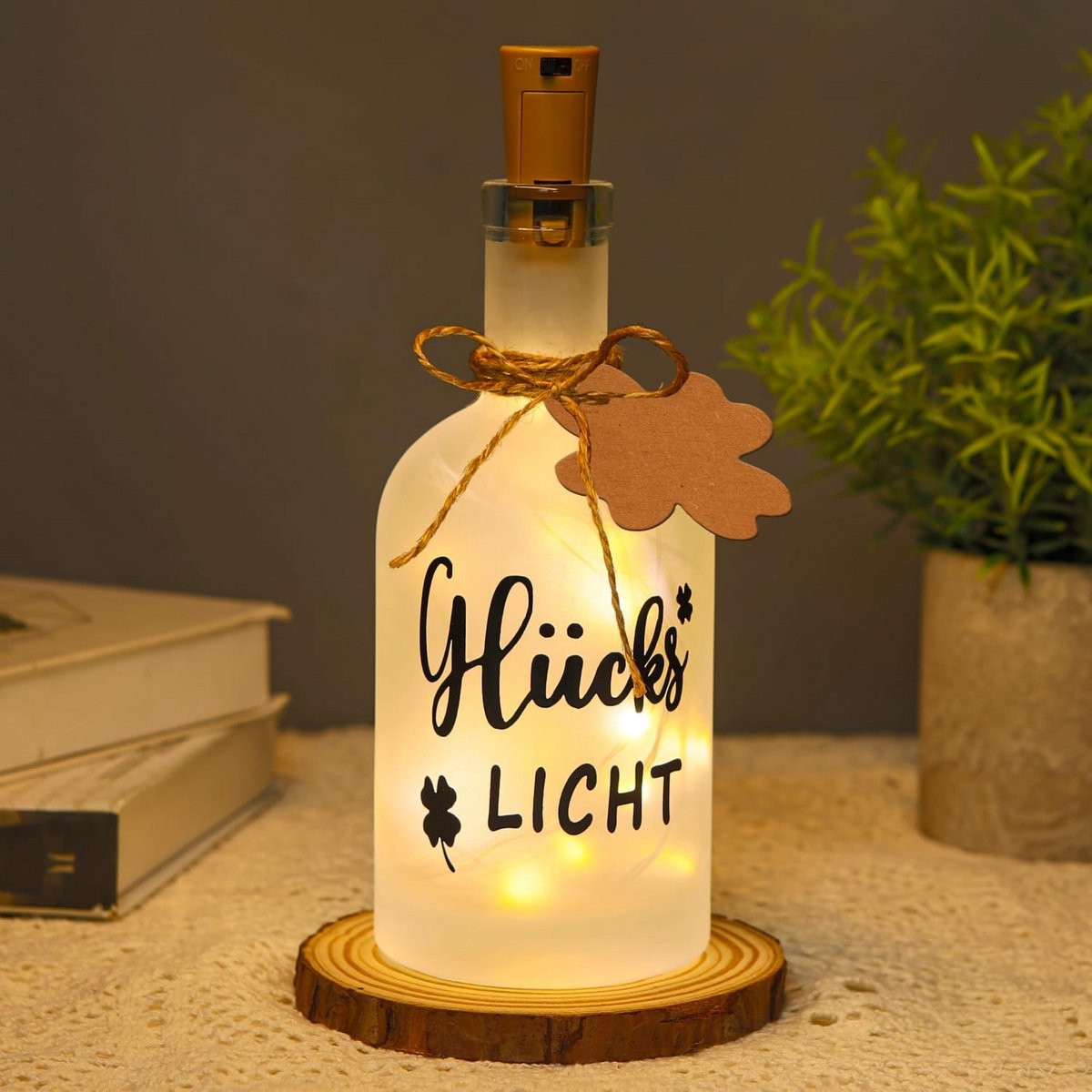 Decoratieve Fleslamp met LED-verlichting en Spreuk - Warm Wit - 2 Meter