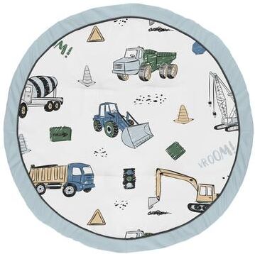 Sweet Jojo Designs Construction Truck Collection Boy Baby Tummy Time Playmat - Grey Yellow Black Blue and Green Transportation