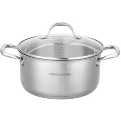 Arthur Martin Kochtopf mit Deckel AM2513 Ø 28 cm, Pfanne + Kochtopf, Silber