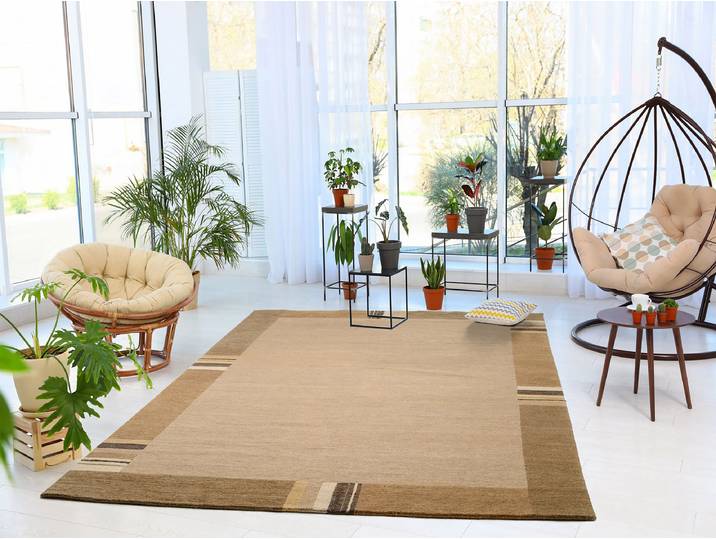 Tapis en laine Shangri Beige/Cappuccino 170 x 240cm Tissu mélangé
