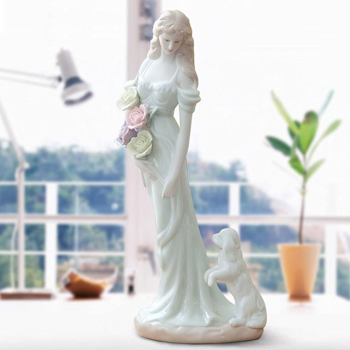 Keramische Godin Sculptuur - Moderne Vrouwen Figuur - Wit - Woonkamer Decoratie