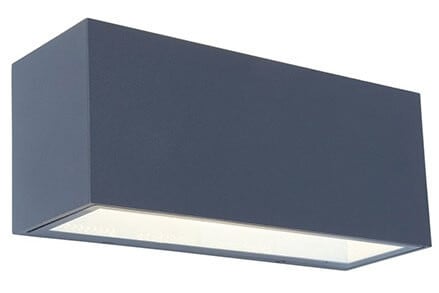 Lutec Gemini moderne rechthoekige wandlamp voor tuin en terras in grijs/zwart