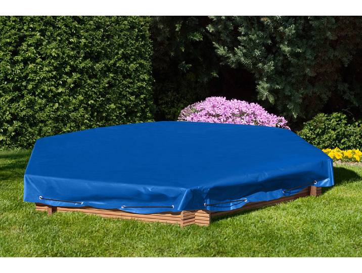 Sandkastenabdeckung für 6-Eck-Sandkasten Kunststoff Blau 250 × 250 cm