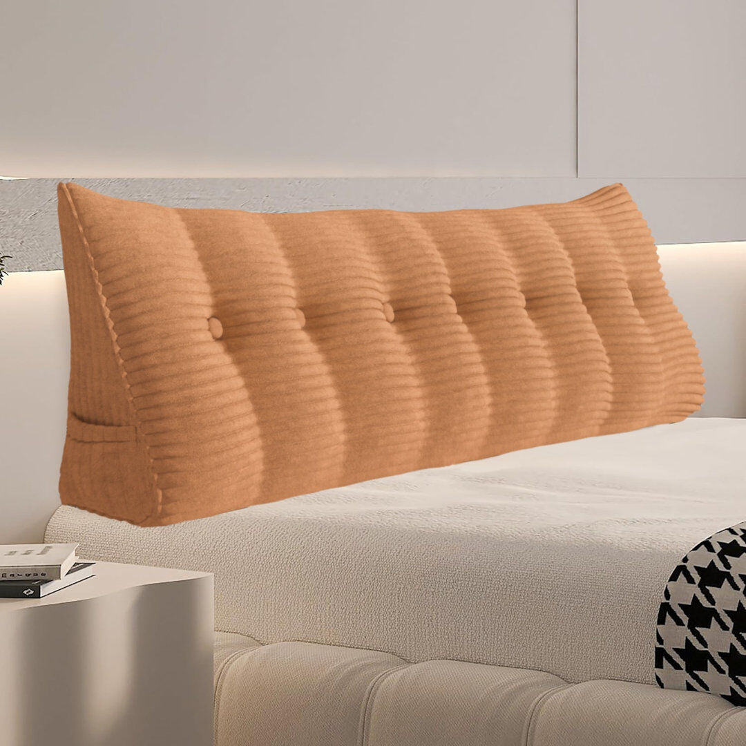WOWMAX Corduroy Backrest Pillow Light Orange 50cm H x 200cm W