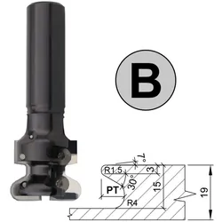 Aigner HW-Wechselmesser Griffmuldenfräser S=20mm Links mit 7 möglichen Profilen Profil "B" nur Fräser - C557-420BL