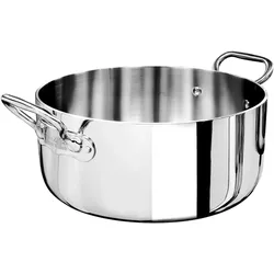 Pentole Agnelli, Niedrige Stielkasserolle aus mehrlagigem Alu-Inox 5lagig, 2 Griffe, 28 cm, ALUM110628