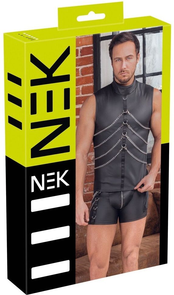 NEK Chemise sans manches à look mat et chaînes