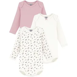 Petit Bateau 3er-Pack Bodys langarm Ringel Beeren, natur | rosa, 92