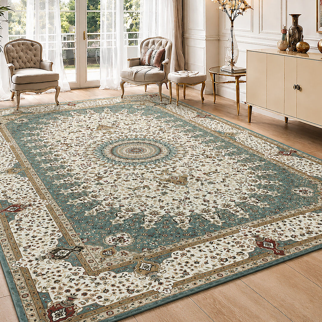 Kensington Traditional Qum Cashmere-Feel Area Rug & Runner, Non-Slip Washable Living Room Carpet WILLOW Rectangle 160 x 230 cm
